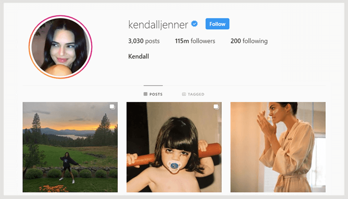 kendal jenner instagram-account