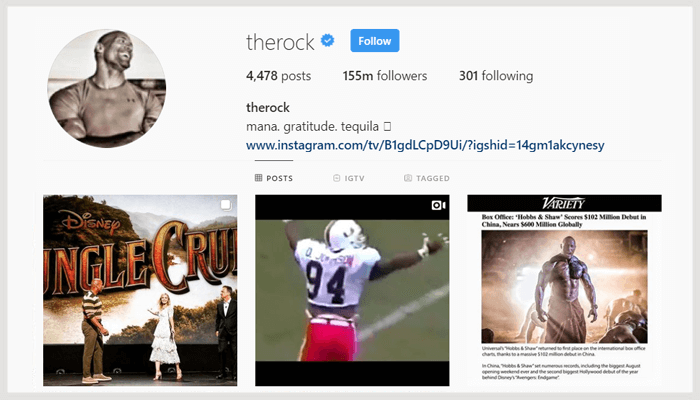 the rock instagram-account